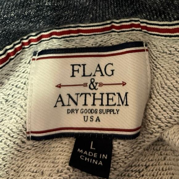 Flag & Anthem Men's Blue Knit Long Sleeve Zip Up Hooded Hoodie Sweatshirt Size L - Picture 3 of 3